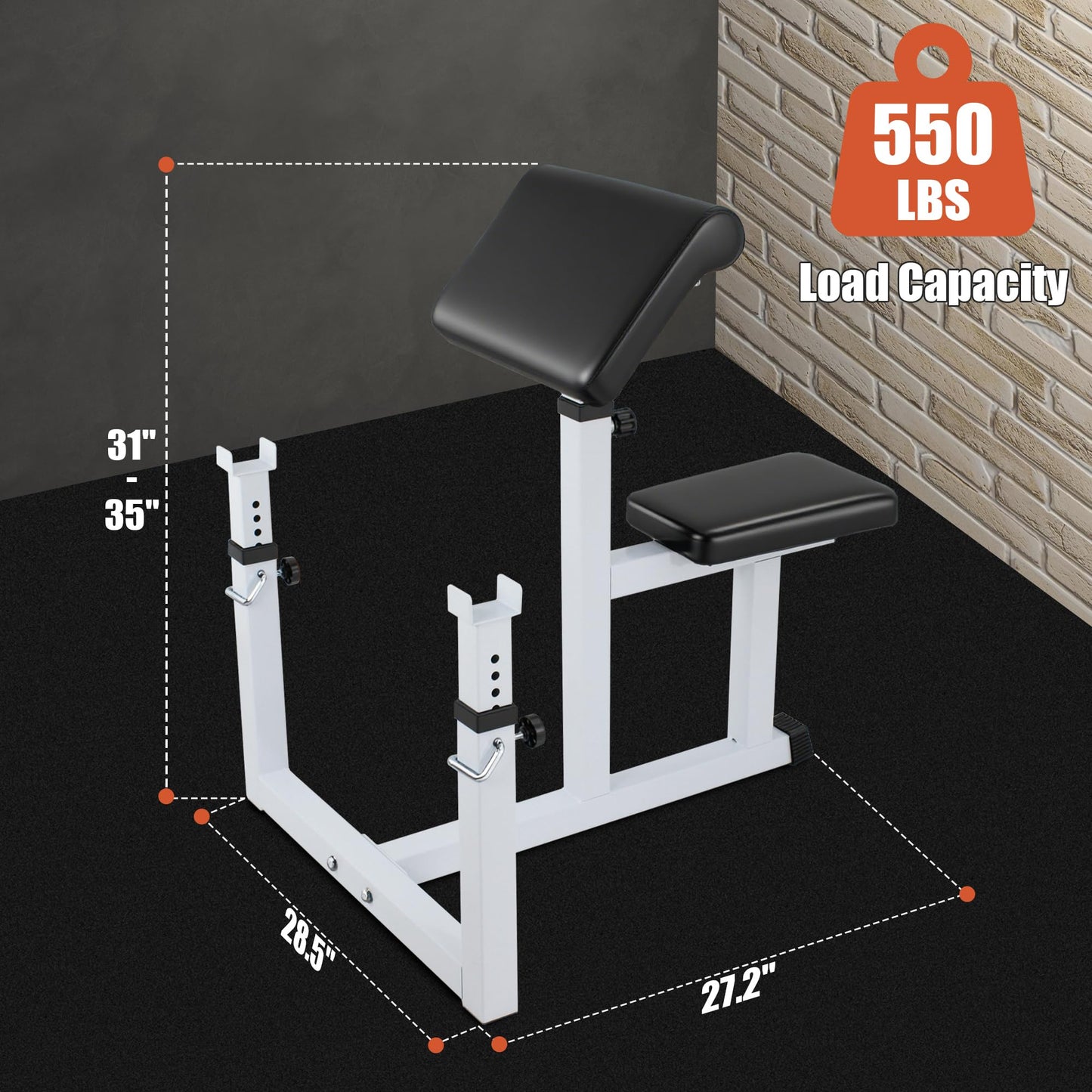 BBBuy Adjustable Arm Preacher Curl Bench Bicep Strengh Bench Seated Strenghthen Training Isolated