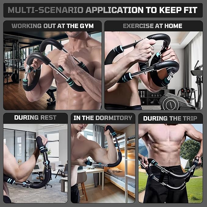 Twister Arm Trainer, 30-110lb Adjustable Chest Workout Equipment, Multi-Muscle Group Training, Portable Power Twister Bar, Detachable Design, Unisex and Suitable for Home and Gym Use