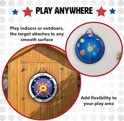 NSG Target Toss Large Dart Board for Kids 30in Giant Kids Dart Board Double Sided Game Set for Indoor and Outdoor Fun with 12 Sticky Balls and Carry Bag