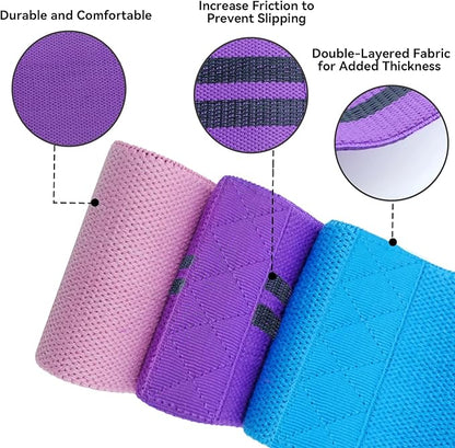 Crush Partner Fabric Resistance Bands - Exercise Workout Bands, 3 Levels Resistance for Legs, Butt, Yoga, Pilates