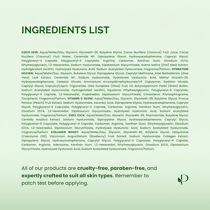 PLANTIFIQUE Superfood Facial Sheet Mask Variety Box 5 Pack ??Face Mask Set with Coconut, Aloe, Vitamin C, Centella & Collagen ??Hydrating & Refreshing ??For All Skin Types