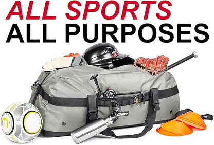 Fitdom 132L 36" Heavy Duty Extra Large Sports Gym Equipment Travel Duffel Bag W/Adjustable Shoulder & Compression Straps. Perfect for Soccer Baseball Basketball Hockey Football Team Coaches & More