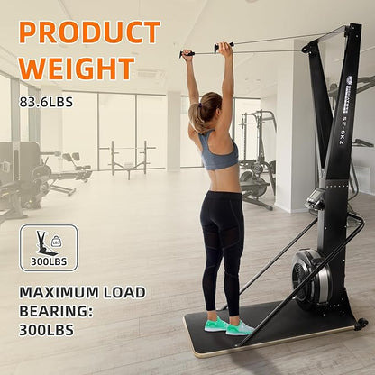 Compact Wall-Mounted Ski Trainer Exercise Machine with Air Resistance,Full-Body Cardio Ski Machine for Home Fitness,Strength,and Endurance Workouts