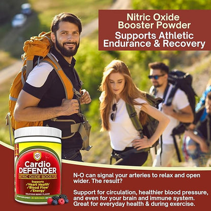 Nitric Oxide Booster Powder ??L-Arginine 5,200mg + L-Citrulline 1,200mg ??Heart Health Drink Mix - Heart Health, Blood Flow, Energy, Endurance - L-Arginine Powder with Berry Flavor