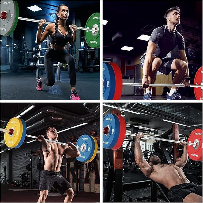 PROIRON Olympic Rubber Bumper Plates,Floor Protective Weight Plates,2" Solid Weight Plates for Barbell Strength Training and Weight Lifting,Less Impact, Absorb Bounce & Shock,5KG(11LB)/10KG(22LB)/15KG(33LB)/20KG(44LB),Single or Pair