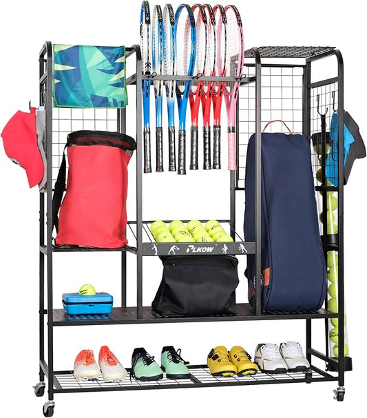 PLKOW Tennis Bag Organizer Tennis Racket Storage Rack, Tennis Equipment Holder for Bags, Balls