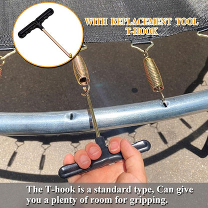 3.7'', 6.5'', 7'' Trampoline Springs,16pcs Heavy Duty Stainless Steel Replacement Trampoline Springs with T-Hook Tool Trampoline Accessories