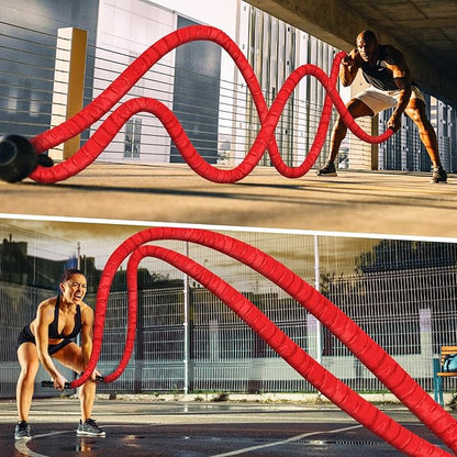 Battle Ropes for Home Gym, Exercise Rope 1.26/1.5inch, 30 40FT Heavy Battle Rope Weighted Battle Rope Training Heavy Rope for Workout Exercise
