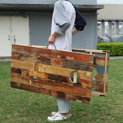 Solid Wood Premium Corn Hole Outdoor Game Set, 2 Regulation and Waterproof Cornhole Game Boards, with 8 Toss Bags, Perfect for Outdoor Indoor