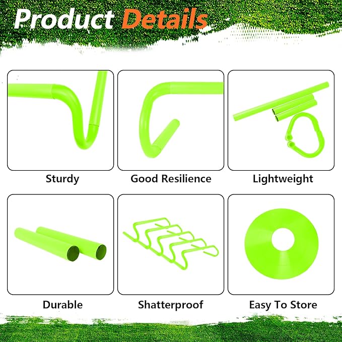 10 Pcs 6" Speed Agility Training Hurdles with 6 Marker Cone Durable Detachable Training Equipments Plyometric All Speed Hurdle for Athletes Soccer Basketball Football Practice
