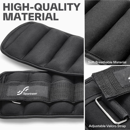 Sportneer Adjustable Ankle Weights, 2-7 lb per Pair, Removable Weights