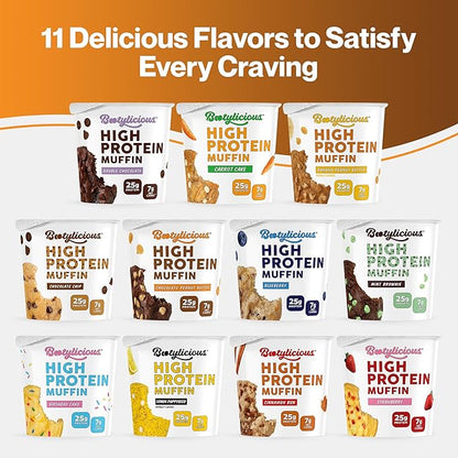 Bootylicious | High-Protein Muffin | Chocolate Lovers | 25g Protein, 7g Net Carbs, Low Glycemic Index, 12-Pack