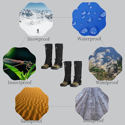 2 Pairs Leg Gaiters Adjustable Shoe Snow Boot Guard Gators for Running Shoe Gaiters, Trail Running Gaiters Sandproof
