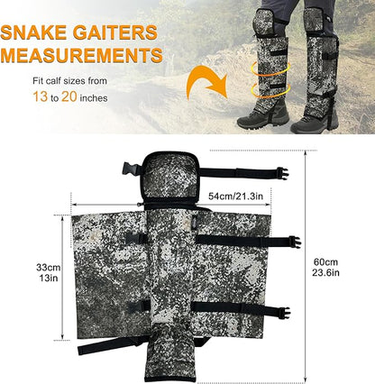 Snake Gaiters Leg Guards, Waterproof Snake Guards, Adjustable Snake Bite Protection for Lower Legs, Snake Chaps for Men&Women