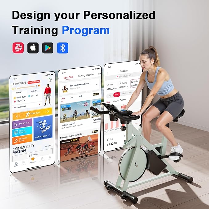 Superun Exercise Bike, Stationary Bikes for Home Gym with 32-Level Magnetic Resistance, 300LBS Capacity Indoor Cycling Bike with Comfortable Seat, LED Display