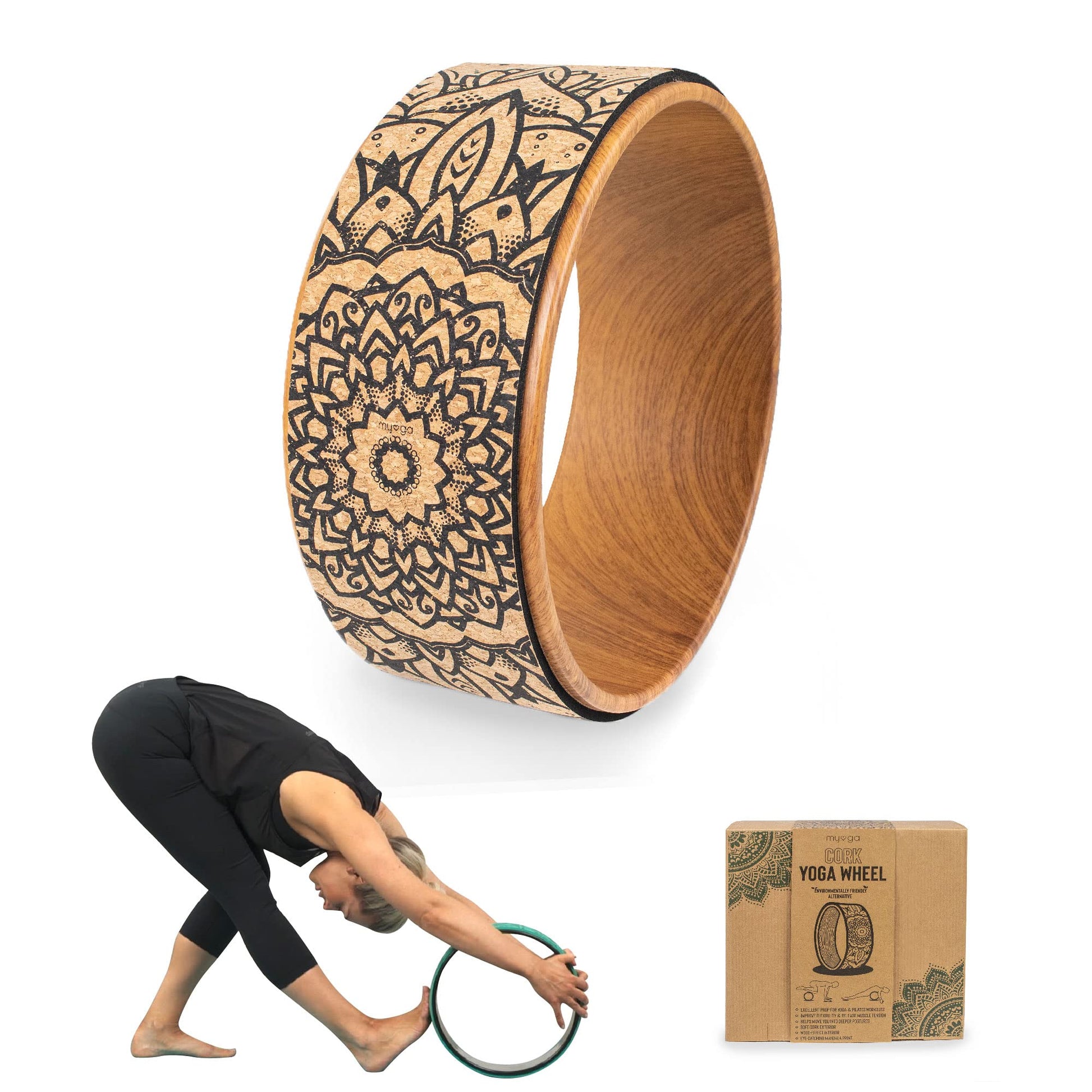 Myga Yoga Wheel,Exercise Prop for Back Pain, Yoga Poses, Pilates, Stretches, Backbend Inversions