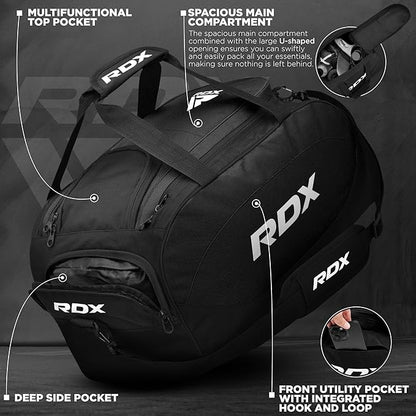 RDX 50L Gym Bag with Ventilated Shoes Compartment, All In One Backpack Duffle Holdall, Fitness Sports MMA Boxing Yoga Swim Gear Sportswear Bag, Weekend Overnight Travel Hiking Rucksack for Men Women
