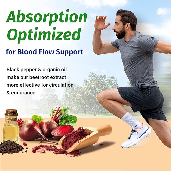 1 Body Beet Vital, Organic Beetroot Supplements for Circulation, Energy, & Stamina, Nitric Oxide Booster Beets Supplements with 1360mg Beetroot Extract, Vegan, Non-GMO, 60 Organic Beet Root Capsules