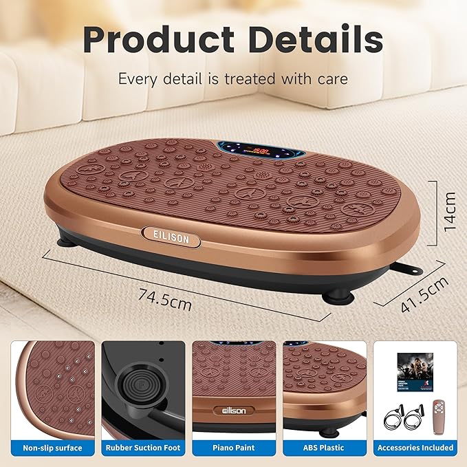 EILISON FitMaxx 3D XL Vibration Plate Exercise Machine - Whole Body Workout Vibration Platform w/Loop Bands - Lymphatic Drainage Machine for Weight Loss, Shaping, Wellness, Recovery