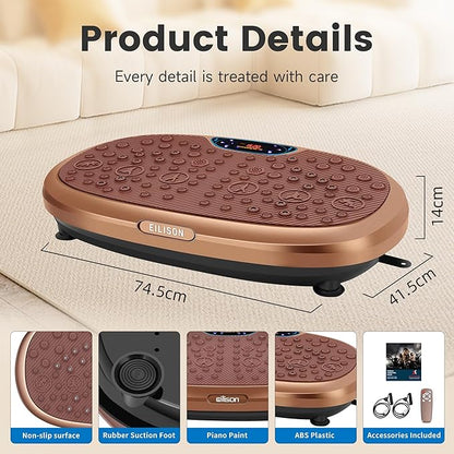 EILISON FitMaxx 3D XL Vibration Plate Exercise Machine - Whole Body Workout Vibration Platform w/Loop Bands - Lymphatic Drainage Machine for Weight Loss, Shaping, Wellness, Recovery
