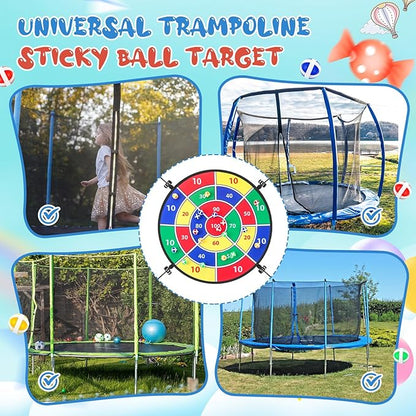 29" Dart Board Game Trampoline Accessories, Toss Game Dartboard with 20 Sticky Balls, Indoor & Outdoor Trampoline, Sport Fun Party Play Toys for Birthday Gifts