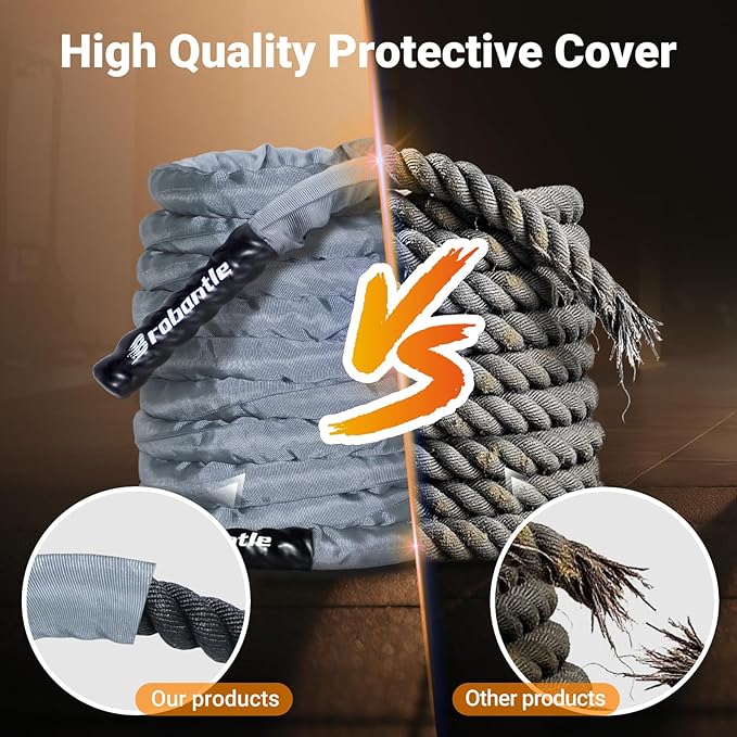 Battle Rope 1/1.26/1.5/2 Inch Diameter,Pink 30FT/40FT/50FT Exercise Workout Ropes for Home Gym Heavy Weighted Training Rope for Working Out