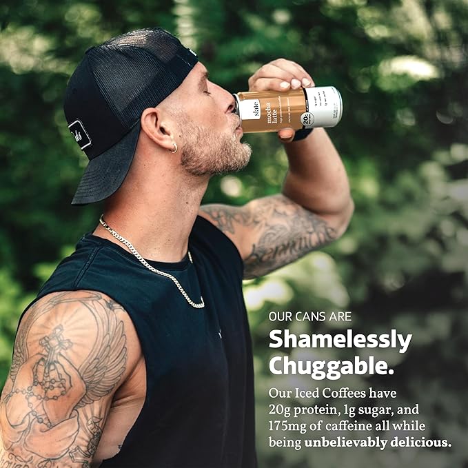 Slate Milk - High Protein Iced Coffee - Mocha Latte - 175mg Caffeine, Lactose Free Energy - 20g Protein, 1g Sugar, 110 Calories, 3g Net Carbs, No Sugar Added - Protein Coffee - 11 fl oz, 12 Cans