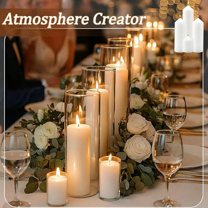 36 Pcs Ivory Pillar Candles Bulk Setï¼? Different Lengths 2 x 3/4/6 Inch (12 Each)，Hurricane Candles，Dripless Unscented Smokeless，Gives You a Better Atmosphere When Organizing an Event Party.