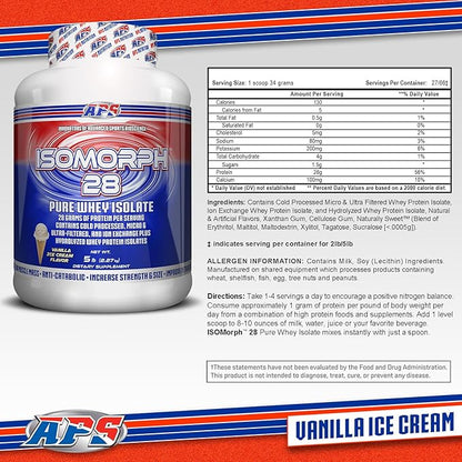 APS Nutrition Isomorph 28 Protein Powder | Pure Whey Isolate | Cold Pressed, Ultra- Filtered, & Ion Exchange Isolates | 28g Protein | 5 Pound (Vanilla Ice Cream)