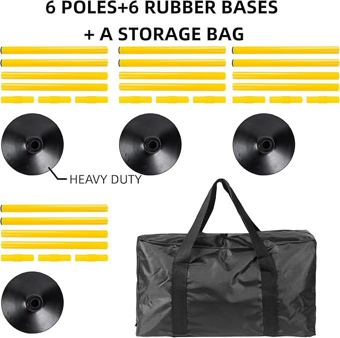 5 FT Agility Training Poles for Soccer/Dog/Horse,Adjustable Football Basketball Speed and Agility Training Equipment,Set of 4 with Round Rubber Base