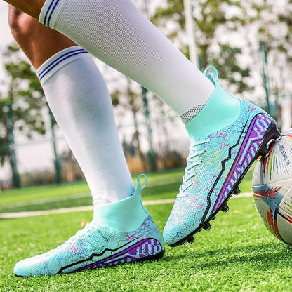 Soccer Cleats Mens Football Cleats Professional Soccer Shoes High-Tops Non-Slip Spikes for Big Boys Wide Training Sneaker