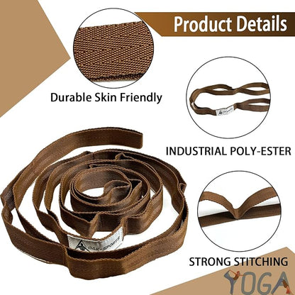 Stretching Strap Yoga Strap with Loops, Stretch Straps for Physical Therapy, Non-Elastic Exercise Strap for Pilates, Dance and Gymnastics with Workout Guide