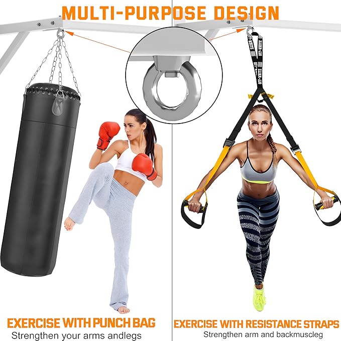 Pull Up Bar Wall Mounted, Heavy Duty 650 lbs Capacity Chin Up Bar, 48" Multi-Grip Strength Training Pull-up Bars, for Home Gym Garage/Backyard Total Body Workout, Ease Of Use Mounting-White