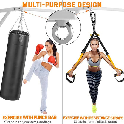 Pull Up Bar Wall Mounted, Heavy Duty 650 lbs Capacity Chin Up Bar, 48" Multi-Grip Strength Training Pull-up Bars, for Home Gym Garage/Backyard Total Body Workout, Ease Of Use Mounting-White