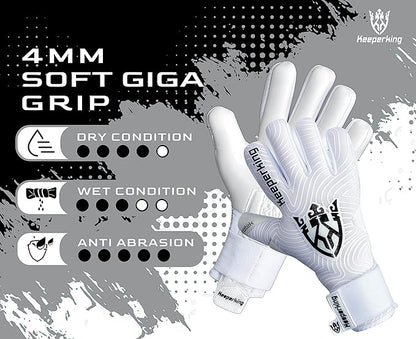 Professional Soccer Goalie Gloves Kids, Boys, Youth, Adult, Men- Football Goalkeeper Glove Strong grip palm protection Giga latex 4mm Double elastic Wrist with Negative cut, Slim(Size 6-11)