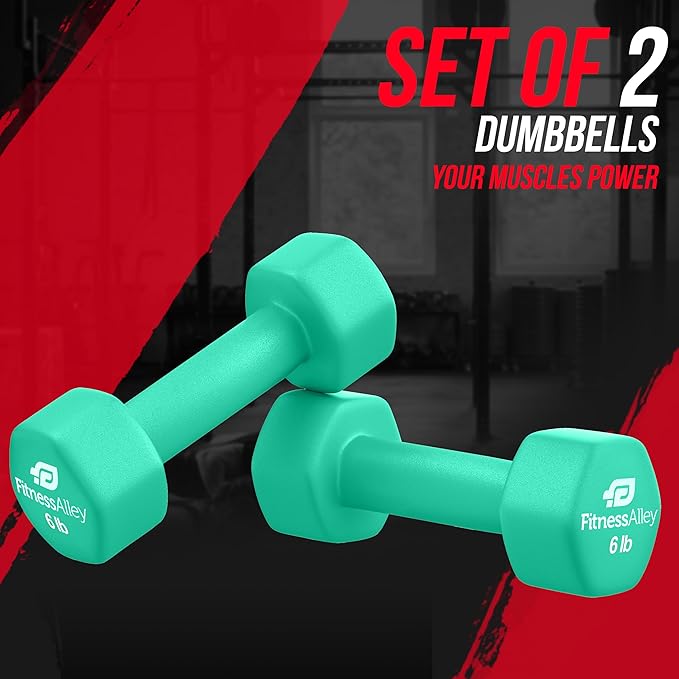 Neoprene Coated Workout Dumbbells set of 2 – Anti Roll, Non Slip with Smooth Grip Fitness & Exercise Dumbbells – Hexagon Shaped Hand Weights for Women & Men – Best Choice for Gyms & home use