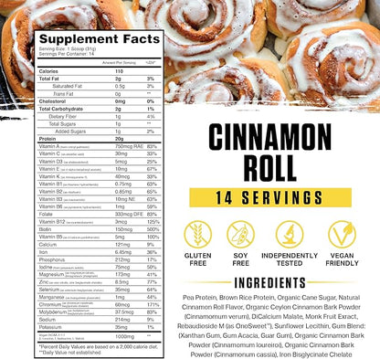 Ambrosia Planta - Premium Plant-Based Protein | Vegan & Keto Friendly | Gourmet Flavors with No Bloating or Stomach Upset | Gluten & Soy Free | No Added Sugar | 14 Servings | (Cinnamon Roll)