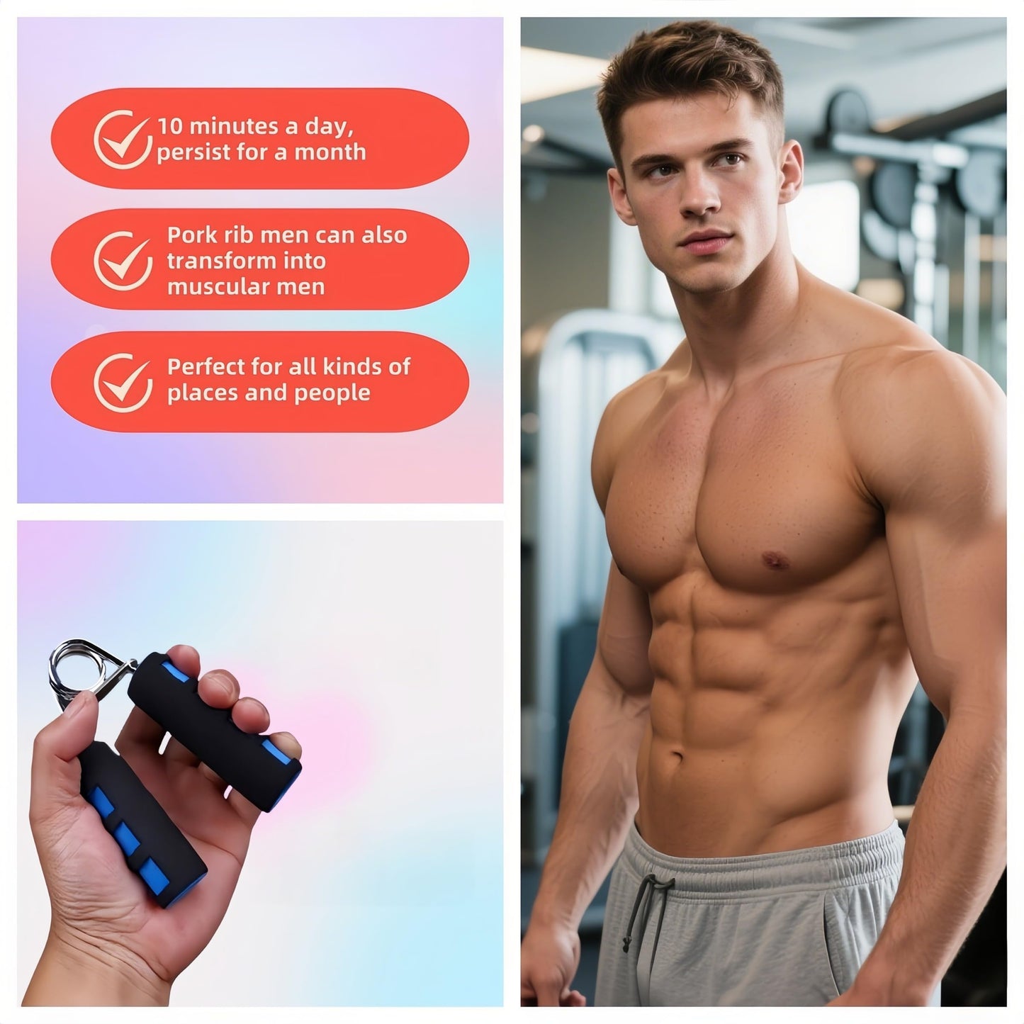 RyanDesign Grip Strengthener Set - 2 Soft Foam Hand Exercisers for Arthritis Relief, Carpal Tunnel