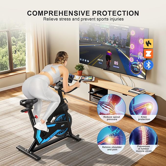 Exercise Bikes for Home,Indoor Cycling Bike with Adjustable Magnetic,Brake Pad Resistance Silent Belt Drive,330lbs Weight Capacity &Upgraded Version Seat for Home Cardio&Weight Loss