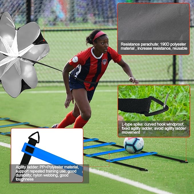 24Pcs Soccer Agility Training Equipment Set Ultimate Agility Poles Cones Ladder More for Quick Assembly and Easy Portability Suitable for All Skill Levels Enhance Speed Agility Training