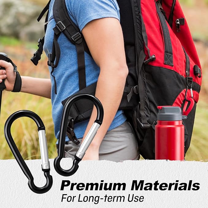 24 PCS Small Carabiner Clips, Spring Snap, Keychains Hooks, 2" Aluminum Ring, Multipurpose for Key Rings, Camping, Hiking, Backpacking, Fishing and Outdoor