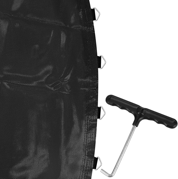 QWORK 14 FT Round Trampoline Replacement Mat with 72 V-Hooks, 151" Heavy Duty Jumping Mat with Installation Tools, Using 5.5" Springs,Black