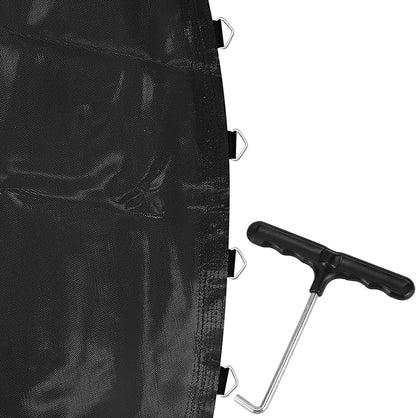 QWORK 14 FT Round Trampoline Replacement Mat with 72 V-Hooks, 151" Heavy Duty Jumping Mat with Installation Tools, Using 5.5" Springs,Black