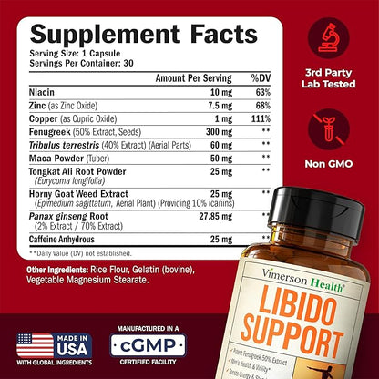Testosterone Supplement for Men ??Libido Support: Maca Root, Fenugreek, Tongkat Ali, Horny Goat Weed & Tribulus ??Muscle Builder for Men ??Energy, Drive & Strength ??Workout Supplements ??30 Capsules