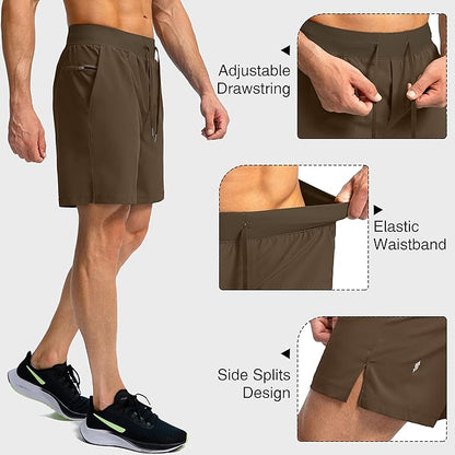 Men's Running Shorts with Zipper Pockets 9 Inch/ 7 Inch / 5 Inch Lightweight Quick Dry Gym Workout Athletic Shorts for Men