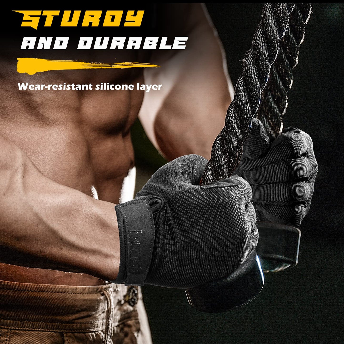 FREETOO Full-Finger Workout Gloves for Men, Padded Gym Gloves with Grip