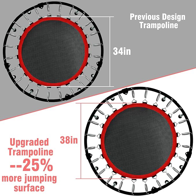 450 LBS Foldable Mini Trampoline for Adults & Kids 40" Rebounder Trampoline with Adjustable Foam Bar for Indoor Workout Fitness