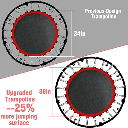 450 LBS Foldable Mini Trampoline for Adults & Kids 40" Rebounder Trampoline with Adjustable Foam Bar for Indoor Workout Fitness