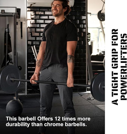 Tribe WOD Olympus Barbell Bar & Weight Bar - Durable, Bend-proof for Men and Women, Multipurpose Cerakote Weightlifting and Powerlifting Barbell for Home and Gym - Maximum Training Adaptability