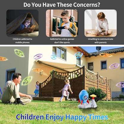 Outdoor Toys for Kids Ages 3-8: Flying Disc Launcher Toy Chasing Games - Summer Outside Yard Activities Chasing Toy for Toddlers Ages 3 4 5 6 7 8 Backyard Games Birthday Gift for Boys Girls, Blue